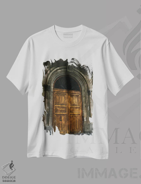 تیشرت سفید طرح دار سایه های بارسلونا دو، مدیوم اثر بثانی یانگ | immage.ir