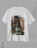 تیشرت سفید طرح دار سایه های بارسلونا، مدیوم اثر بثانی یانگ | فروشگاه ایماژ