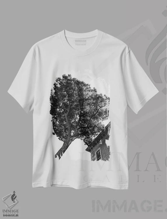 تیشرت سفید طرح دار درخت کاج سنگی ایتالیایی سه، مدیوم اثر بثانی یانگ | فروشگاه ایماژ