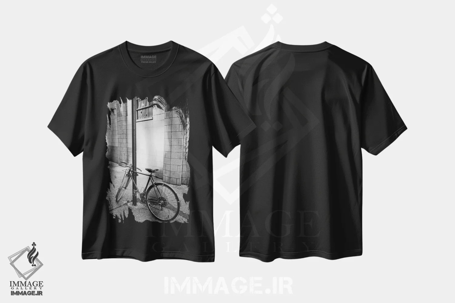 تیشرت مشکی طرح دار دوچرخه بروکلین، عکاسی سیاه و سفید اثر بثانی یانگ | فروشگاه ایماژ