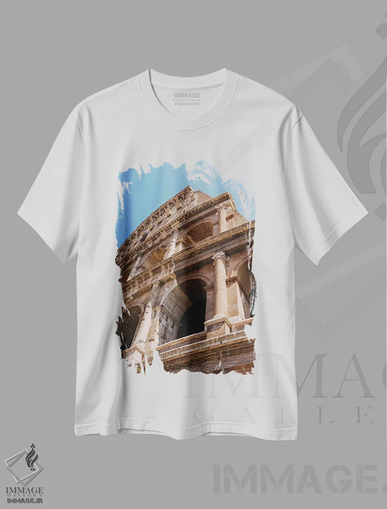 تیشرت سفید طرح دار کولوسئوم روم دو، مدیوم اثر بثانی یانگ | فروشگاه ایماژ