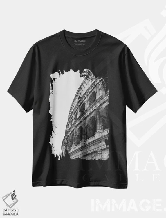 تیشرت مشکی طرح دار کولوسئوم روم سه، مدیوم اثر بثانی یانگ | فروشگاه ایماژ