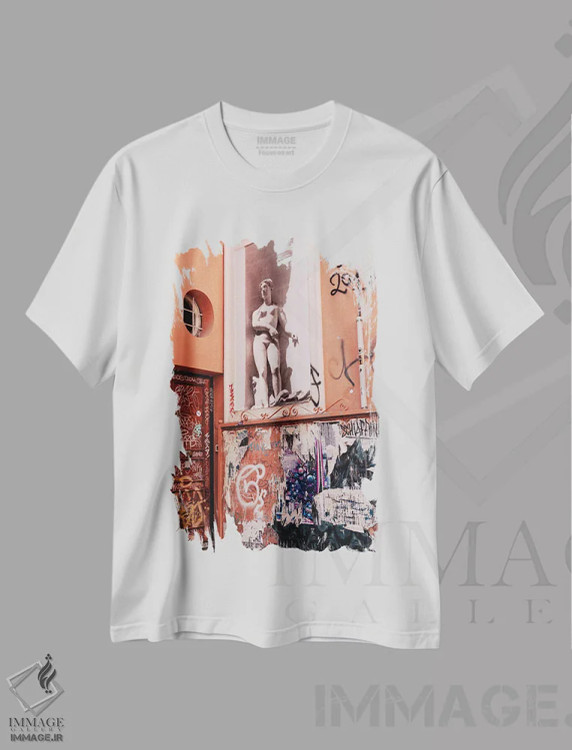 تیشرت سفید طرح دار هنر خیابانی ایتالیایی یازده، مدیوم اثر بثانی یانگ | فروشگاه ایماژ