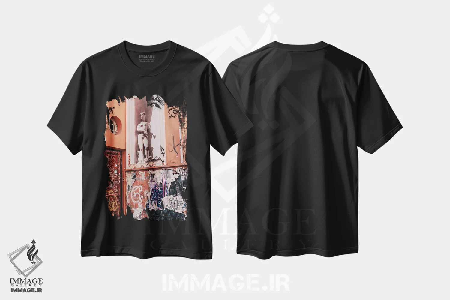 تیشرت مشکی طرح دار هنر خیابانی ایتالیایی یازده، مدیوم اثر بثانی یانگ | immage.ir
