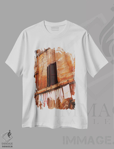 تیشرت سفید طرح دار خیابان های رومی، مدیوم اثر بثانی یانگ | فروشگاه ایماژ
