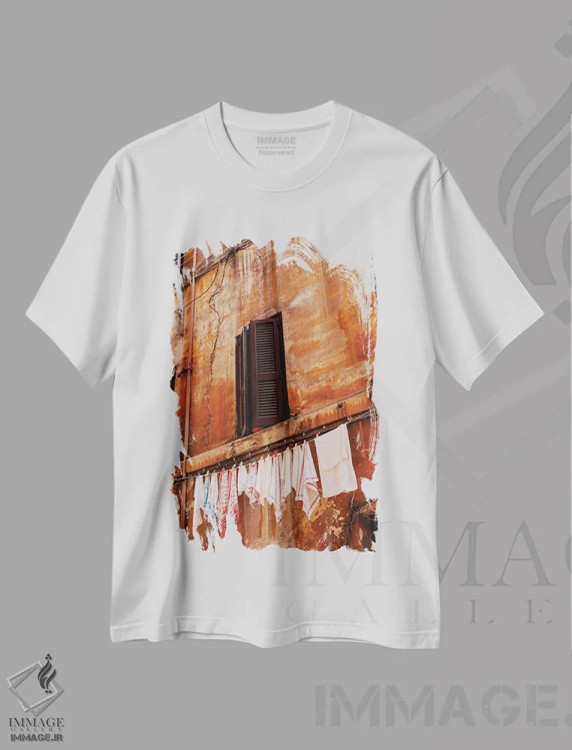 تیشرت سفید طرح دار خیابان های رومی، مدیوم اثر بثانی یانگ | فروشگاه ایماژ