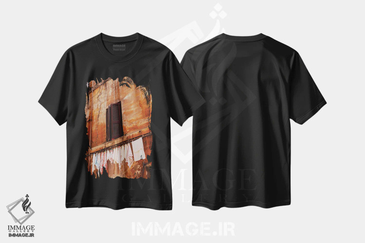 تیشرت مشکی طرح دار خیابان های رومی، مدیوم اثر بثانی یانگ | immage.ir