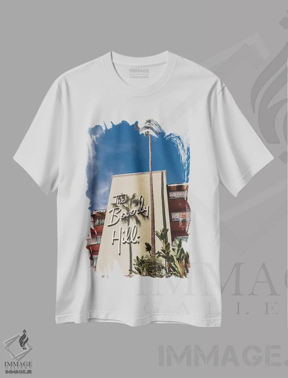 تیشرت سفید طرح دار بورلی هیلز، مدیوم اثر بثانی یانگ | فروشگاه ایماژ
