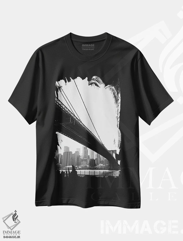 تیشرت مشکی طرح دار نمای بروکلین دو، مدیوم اثر بثانی یانگ | immage.ir