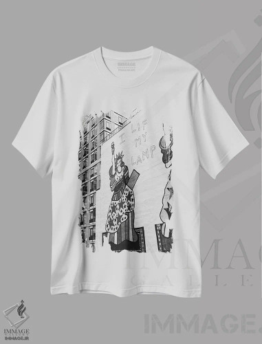 تیشرت سفید طرح دار دیدگاه های لاین هفت، مدیوم اثر بثانی یانگ | فروشگاه ایماژ