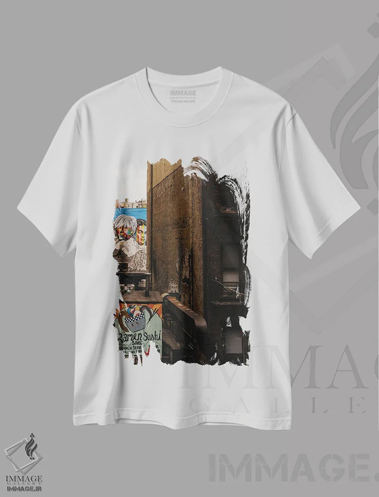 تیشرت سفید طرح دار دیدگاه های لاین هشت، مدیوم اثر بثانی یانگ | immage.ir