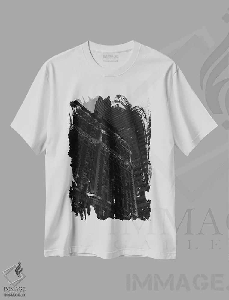 تیشرت سفید طرح دار معماری منهتن دو، مدیوم اثر بثانی یانگ | فروشگاه ایماژ