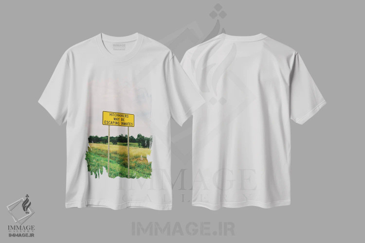 تیشرت سفید طرح دار مسافران بین راهی، مدیوم اثر بثانی یانگ | فروشگاه ایماژ