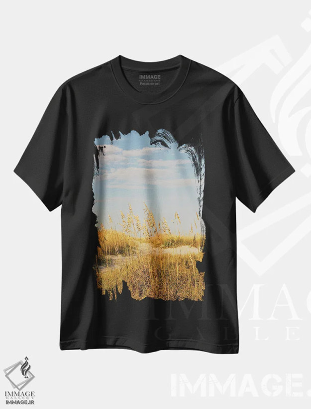 تیشرت مشکی طرح دار جزیره هیلتون هد ۲، مدیوم اثر بثانی یانگ | فروشگاه ایماژ