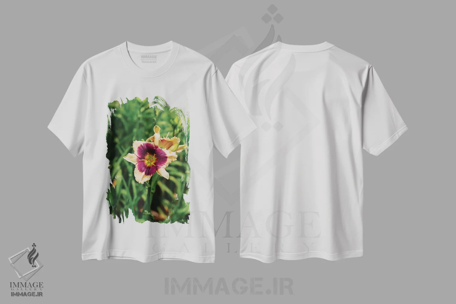 تیشرت سفید طرح دار باغ سوسن روز ۵، مدیوم اثر بثانی یانگ | immage.ir