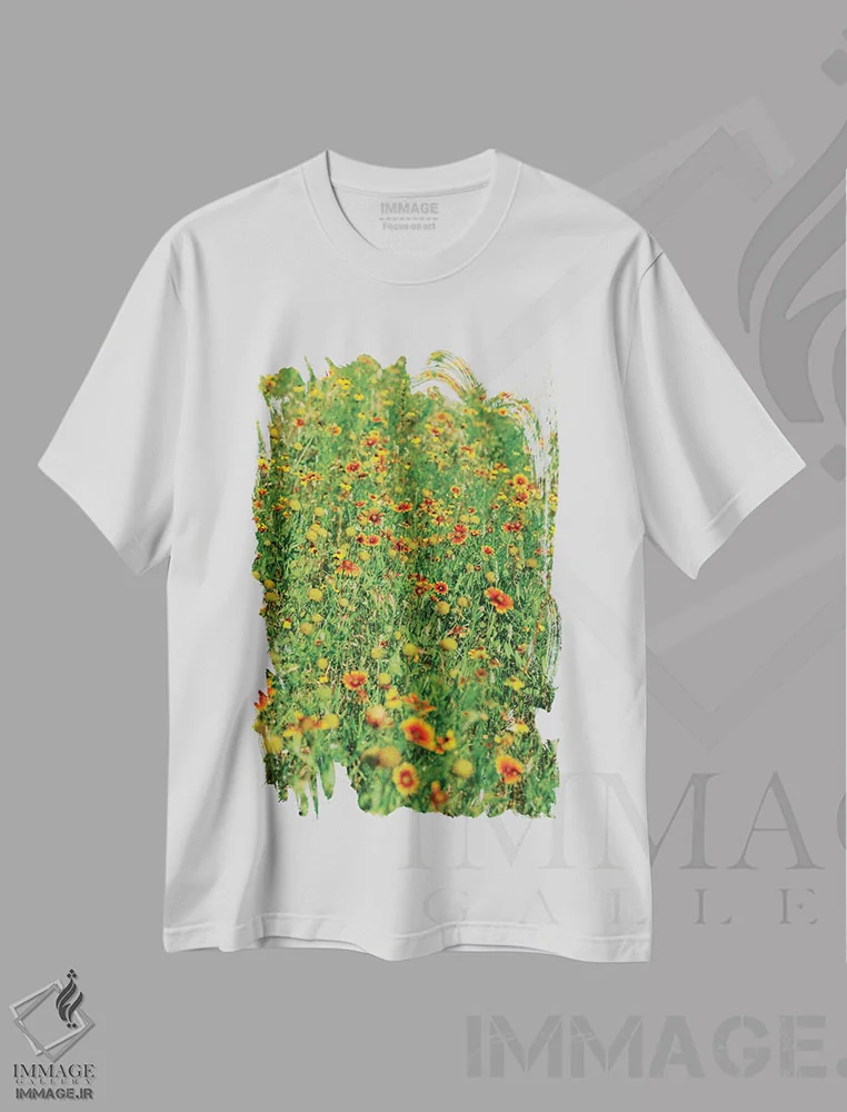 تیشرت سفید طرح دار گل های وحشی ایندیَن بلنکت ۲، مدیوم اثر بثانی یانگ | immage.ir
