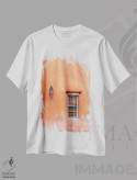 تیشرت سفید طرح دار معماری سانتافه ۵، مدیوم اثر بثانی یانگ | فروشگاه ایماژ