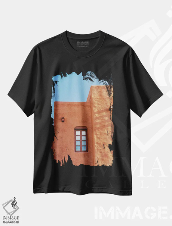 تیشرت مشکی طرح دار معماری سانتافه ۲، مدیوم اثر بثانی یانگ | فروشگاه ایماژ