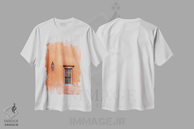 تیشرت سفید طرح دار معماری سانتافه ۵، مدیوم اثر بثانی یانگ | فروشگاه ایماژ