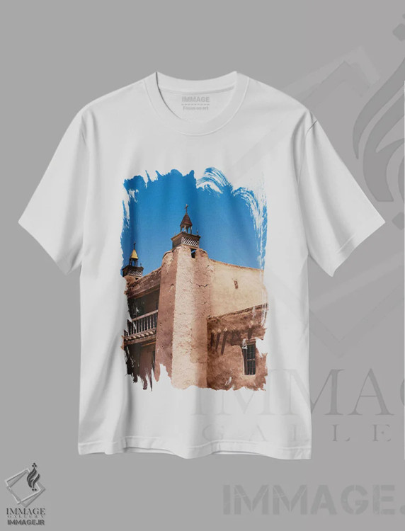 تیشرت سفید طرح دار کلیسا یا عبادتگاه نیومکزیکو، مدیوم اثر بثانی یانگ | فروشگاه ایماژ