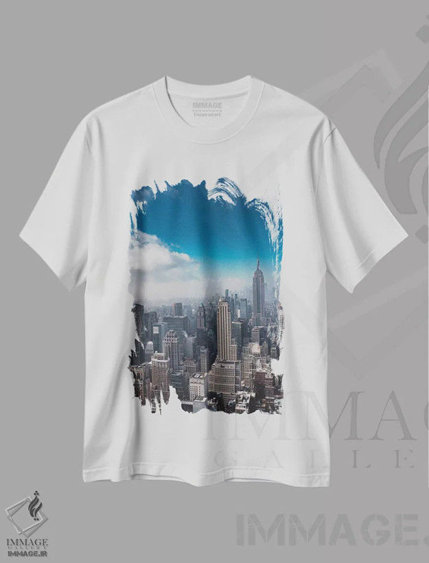 تیشرت سفید طرح دار حالت ذهنی نیویورک ۵، مدیوم اثر بثانی یانگ | فروشگاه ایماژ