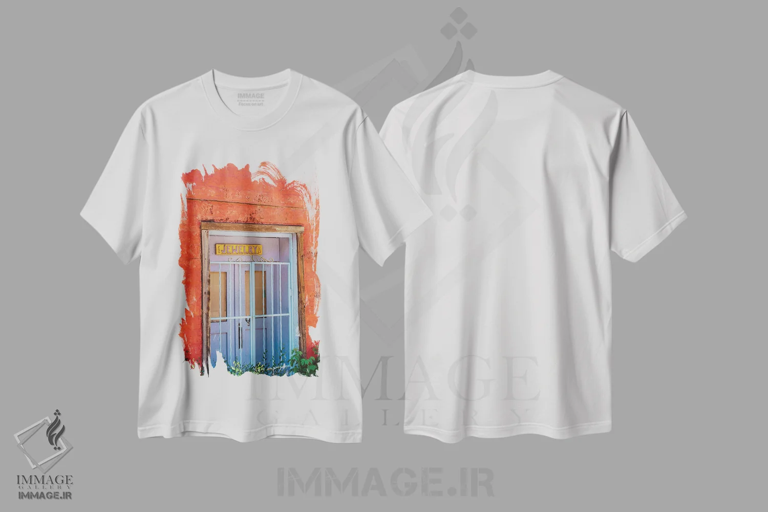 تیشرت سفید طرح دار معماری تائوس ۵، مدیوم اثر بثانی یانگ | فروشگاه ایماژ
