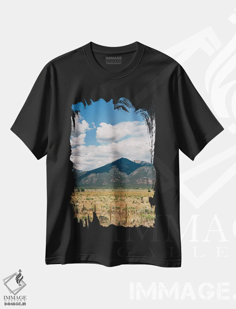 تیشرت مشکی طرح دار کوه های تائوس ۲، مدیوم اثر بثانی یانگ | immage.ir