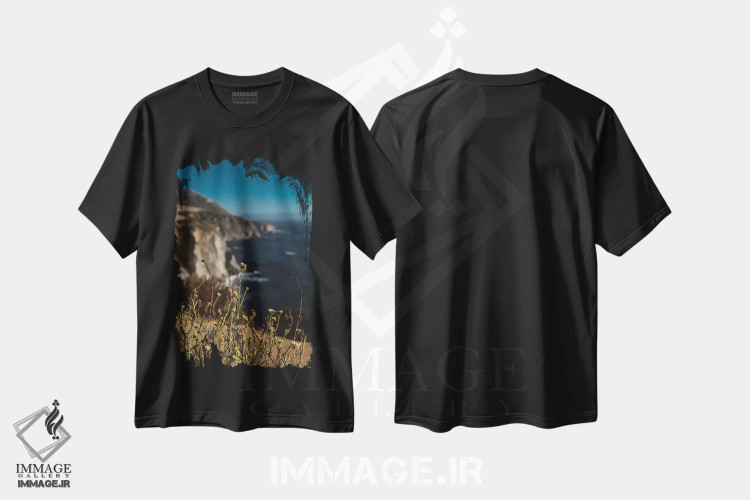 تیشرت مشکی طرح دار گل های وحشی بیگ سور ۲، مدیوم اثر بثانی یانگ | immage.ir
