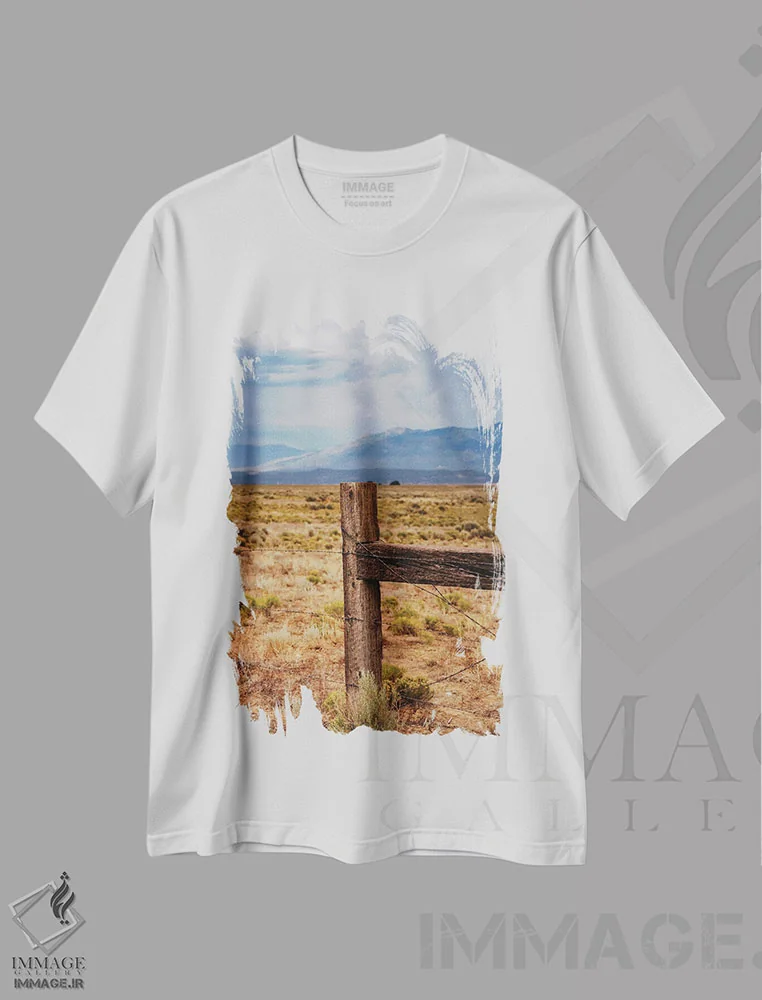 تیشرت سفید طرح دار طوفان کوه های تائوس ۲، مدیوم اثر بثانی یانگ | immage.ir