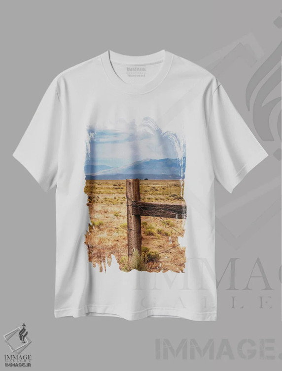 تیشرت سفید طرح دار طوفان کوه های تائوس ۲، مدیوم اثر بثانی یانگ | immage.ir