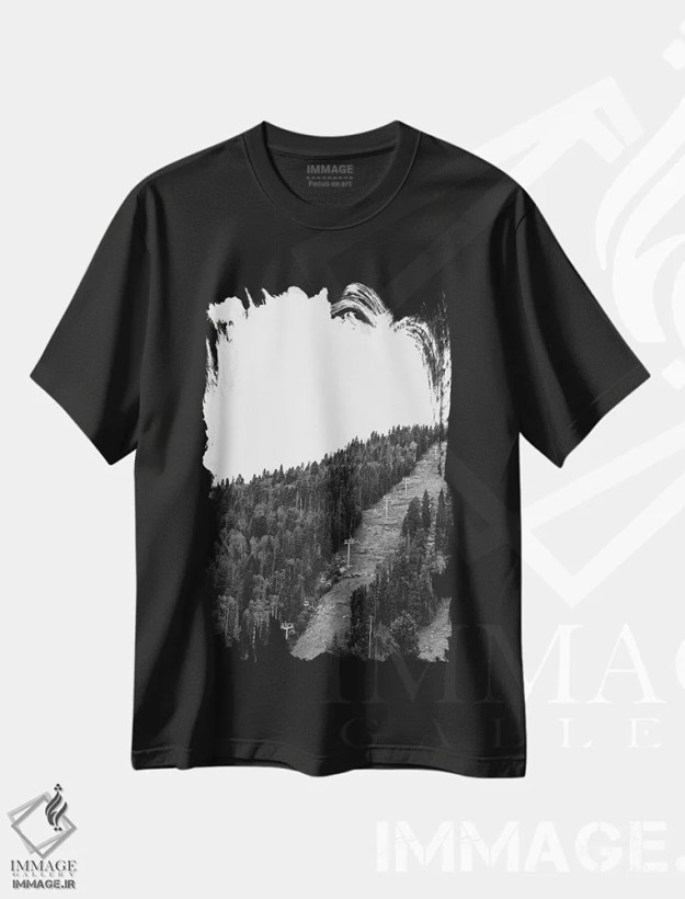 تیشرت مشکی طرح دار دره اسکی تائوس، مدیوم اثر بثانی یانگ | فروشگاه ایماژ