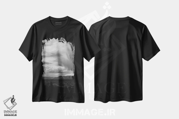 تیشرت مشکی طرح دار طوفان کوه های تائوس ۵، مدیوم اثر بثانی یانگ | immage.ir
