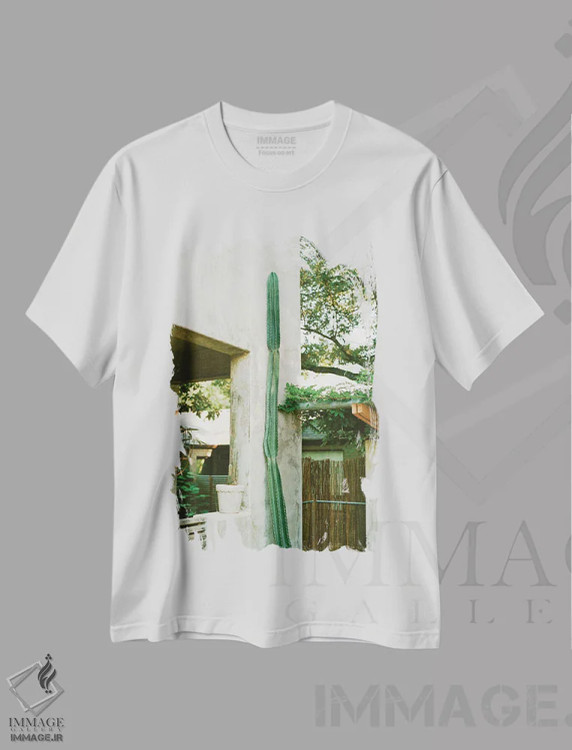 تیشرت سفید طرح دار آستین تگزاس، مدیوم اثر بثانی یانگ | immage.ir