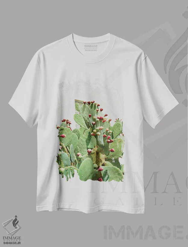 تیشرت سفید طرح دار کاکتوس بیابانی ۲، عکاسی ماکرو اثر بثانی یانگ | فروشگاه ایماژ