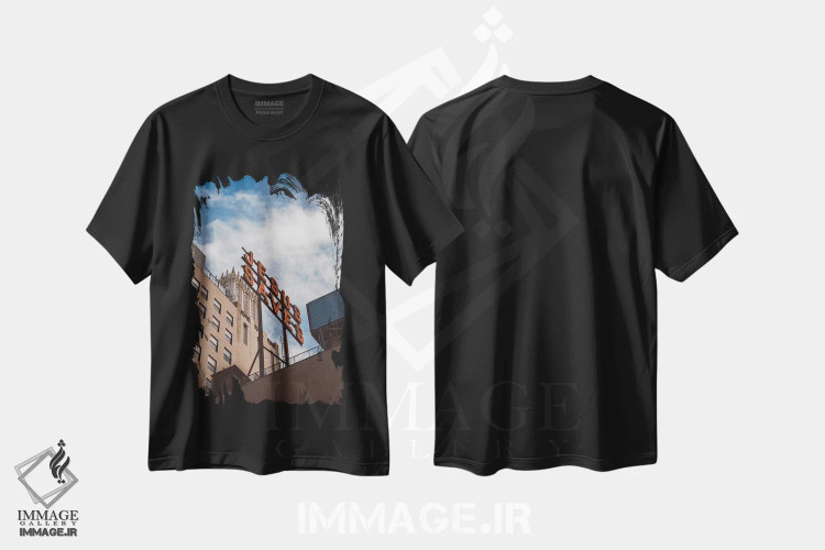 تیشرت مشکی طرح دار عیسی در لس آنجلس نجات بخش است، مدیوم اثر بثانی یانگ | فروشگاه ایماژ