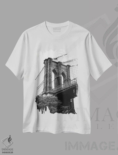 تیشرت سفید طرح دار پل بروکلین، عکاسی سیاه و سفید اثر بثانی یانگ | فروشگاه ایماژ