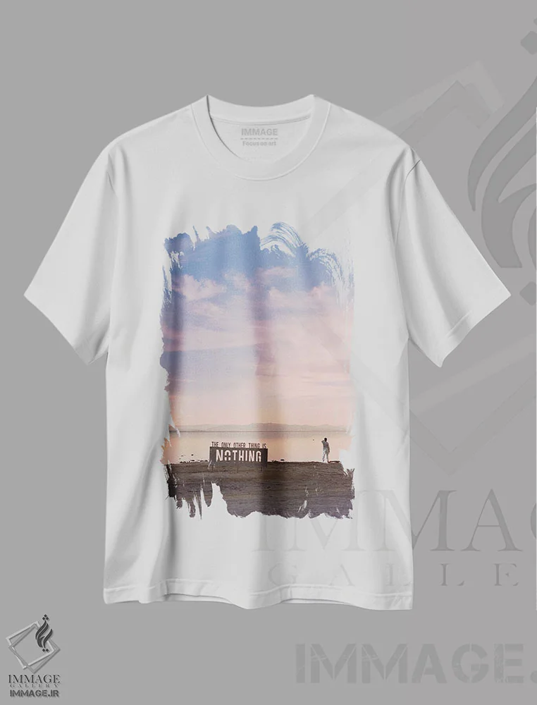 تیشرت سفید طرح دار غروب بمبئی بیچ ۲، مدیوم اثر بثانی یانگ | immage.ir