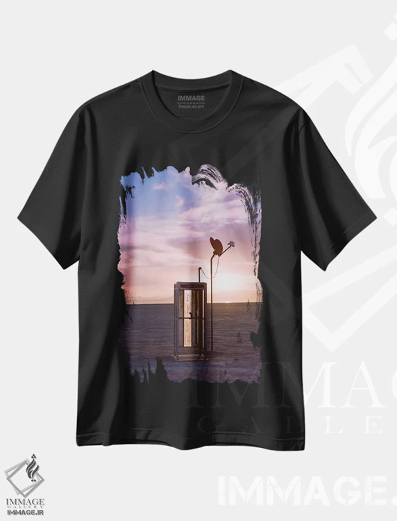 تیشرت مشکی طرح دار غروب بمبئی بیچ، مدیوم اثر بثانی یانگ | immage.ir