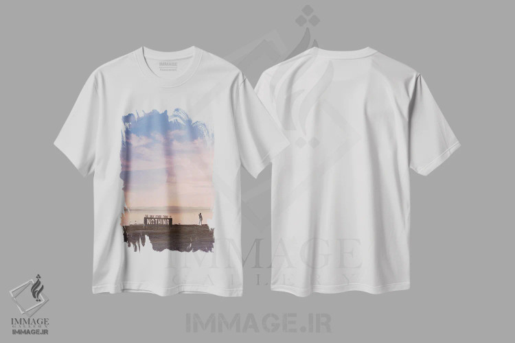تیشرت سفید طرح دار غروب بمبئی بیچ ۲، مدیوم اثر بثانی یانگ | immage.ir