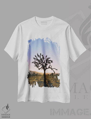 تیشرت سفید طرح دار غروب جاشوا تری ۲، مدیوم اثر بثانی یانگ | فروشگاه ایماژ