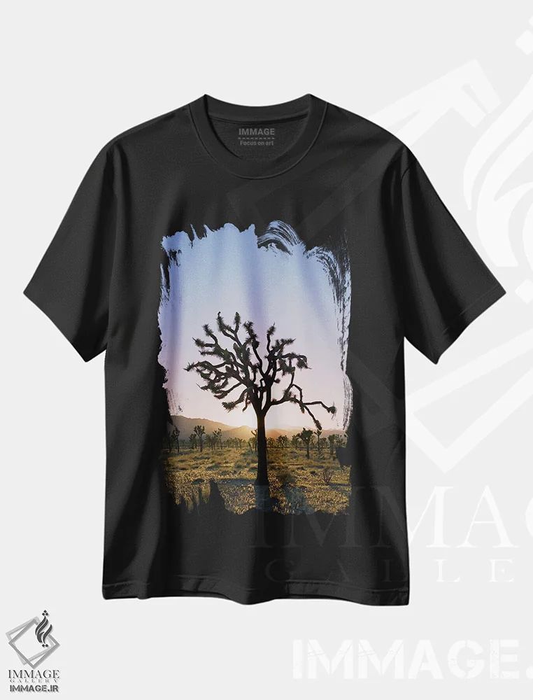 تیشرت مشکی طرح دار غروب جاشوا تری ۲، مدیوم اثر بثانی یانگ | immage.ir