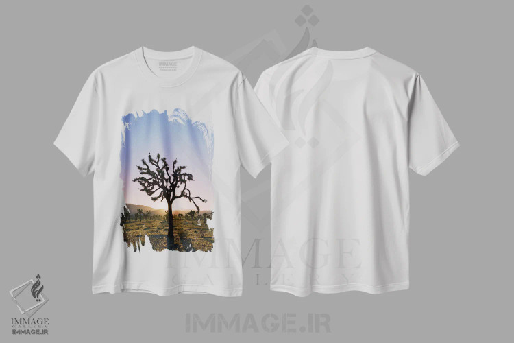 تیشرت سفید طرح دار غروب جاشوا تری ۲، مدیوم اثر بثانی یانگ | فروشگاه ایماژ