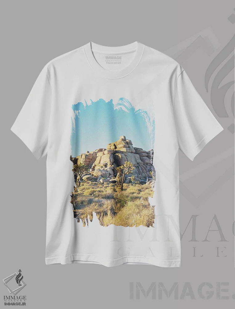 تیشرت سفید طرح دار غروب جاشوا تری ۳، مدیوم اثر بثانی یانگ | immage.ir