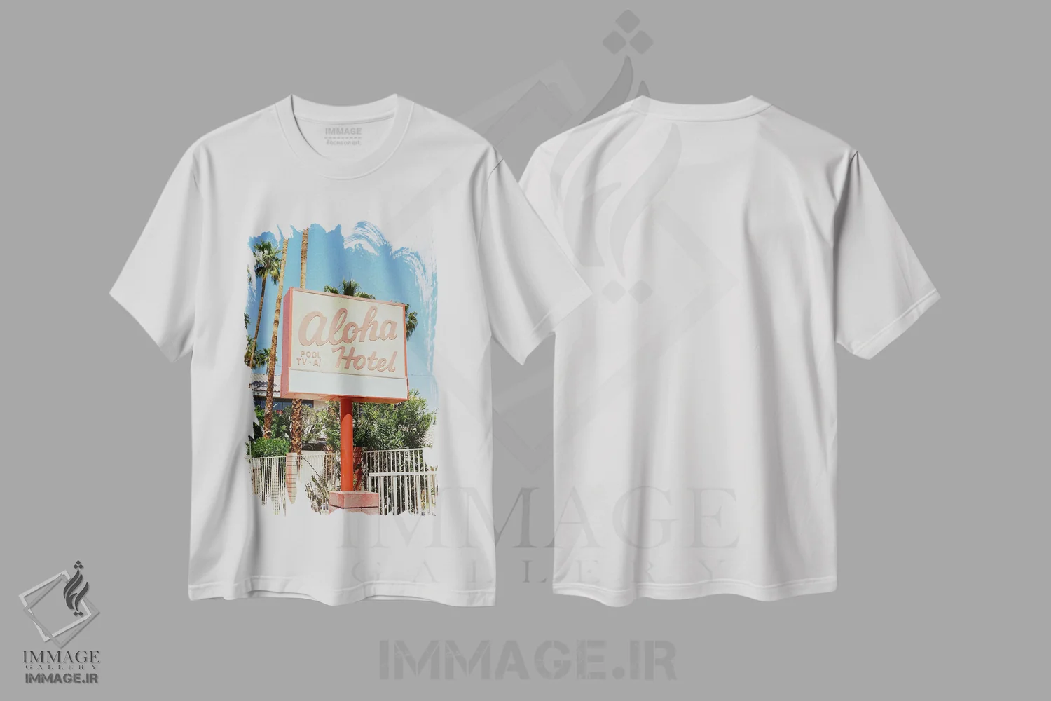 تیشرت سفید طرح دار هتل آلوها، مدیوم اثر بثانی یانگ | فروشگاه ایماژ