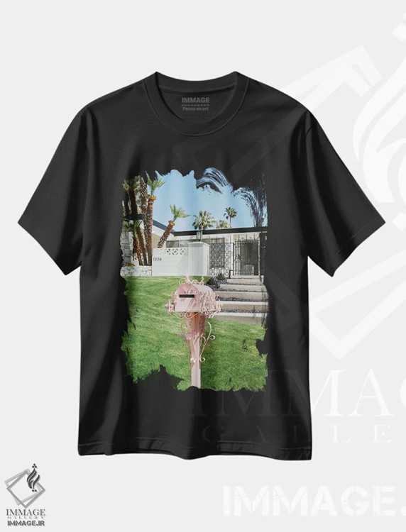 تیشرت مشکی طرح دار پالم اسپرینگز صورتی ۲، مدیوم اثر بثانی یانگ | فروشگاه ایماژ