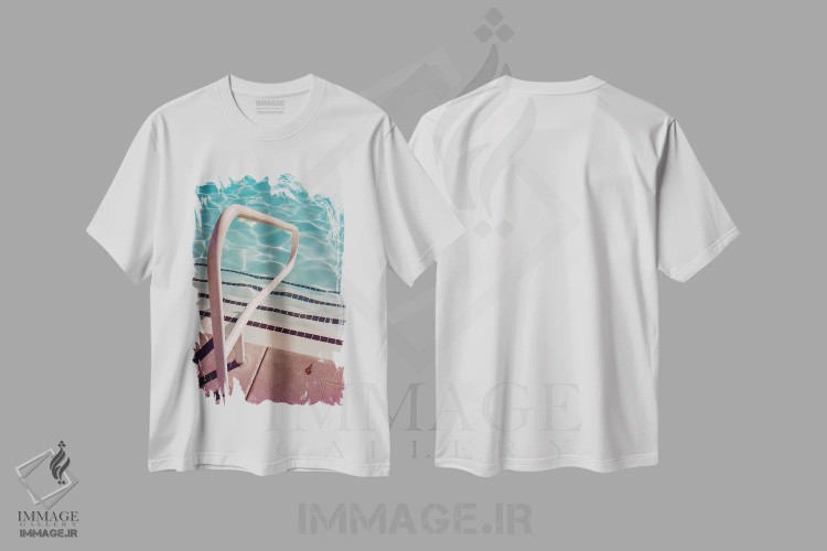 تیشرت سفید طرح دار روز استخر پالم اسپرینگز، مدیوم اثر بثانی یانگ | immage.ir