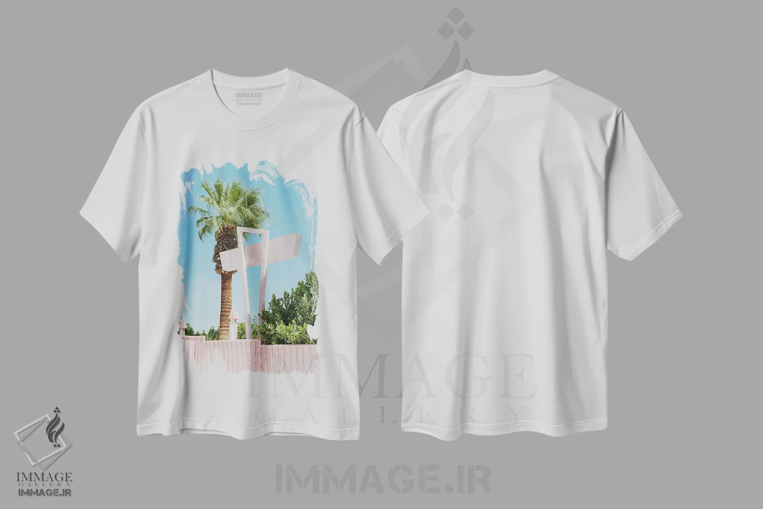 تیشرت سفید طرح دار پالم اسپرینگز صورتی ۳، مدیوم اثر بثانی یانگ | فروشگاه ایماژ