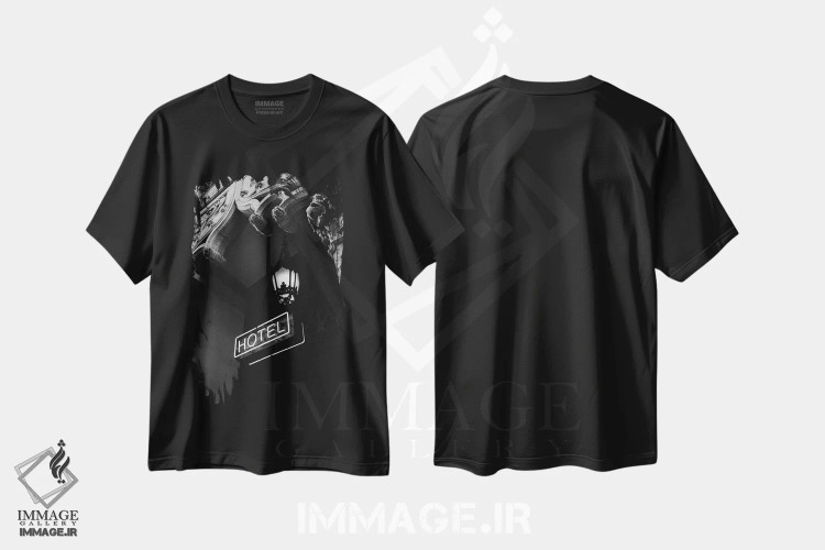 تیشرت مشکی طرح دار هتل لس آنجلس، دکوراسیون جایگزین اثر بثانی یانگ | immage.ir