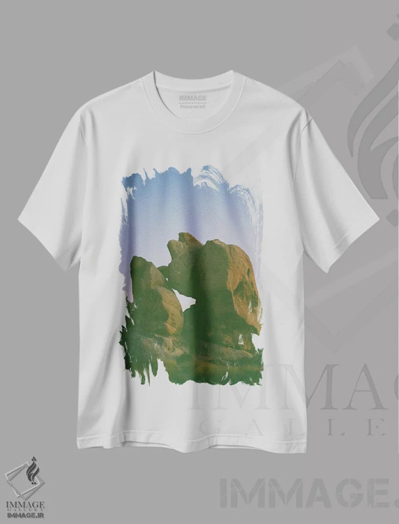 تیشرت سفید طرح دار ماه جاشوا تری ۶ روی نگاتیو، مدیوم اثر بثانی یانگ | فروشگاه ایماژ