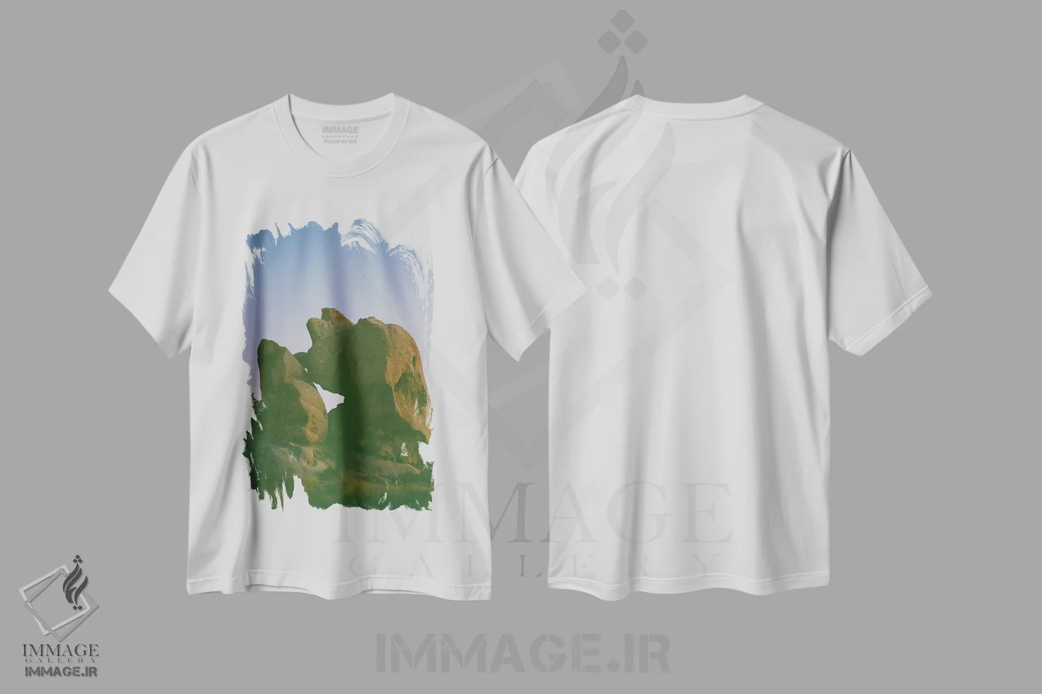 تیشرت سفید طرح دار ماه جاشوا تری ۶ روی نگاتیو، مدیوم اثر بثانی یانگ | فروشگاه ایماژ
